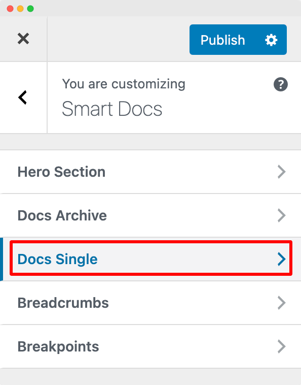 Customize Single Doc Page of SmartDocs from Customizer